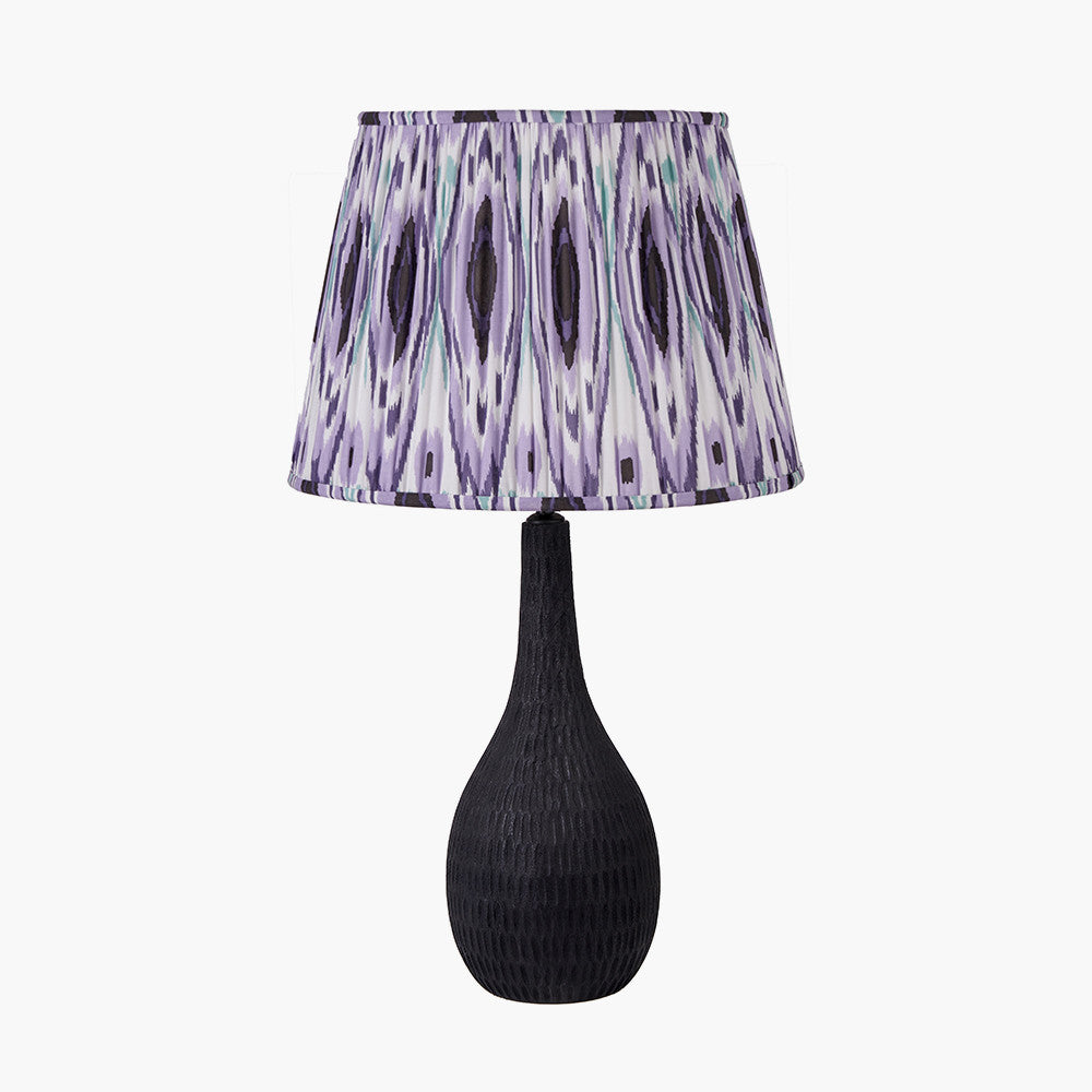 Ioan Black Engraved Wood Bottle Table Lamp - Base Only